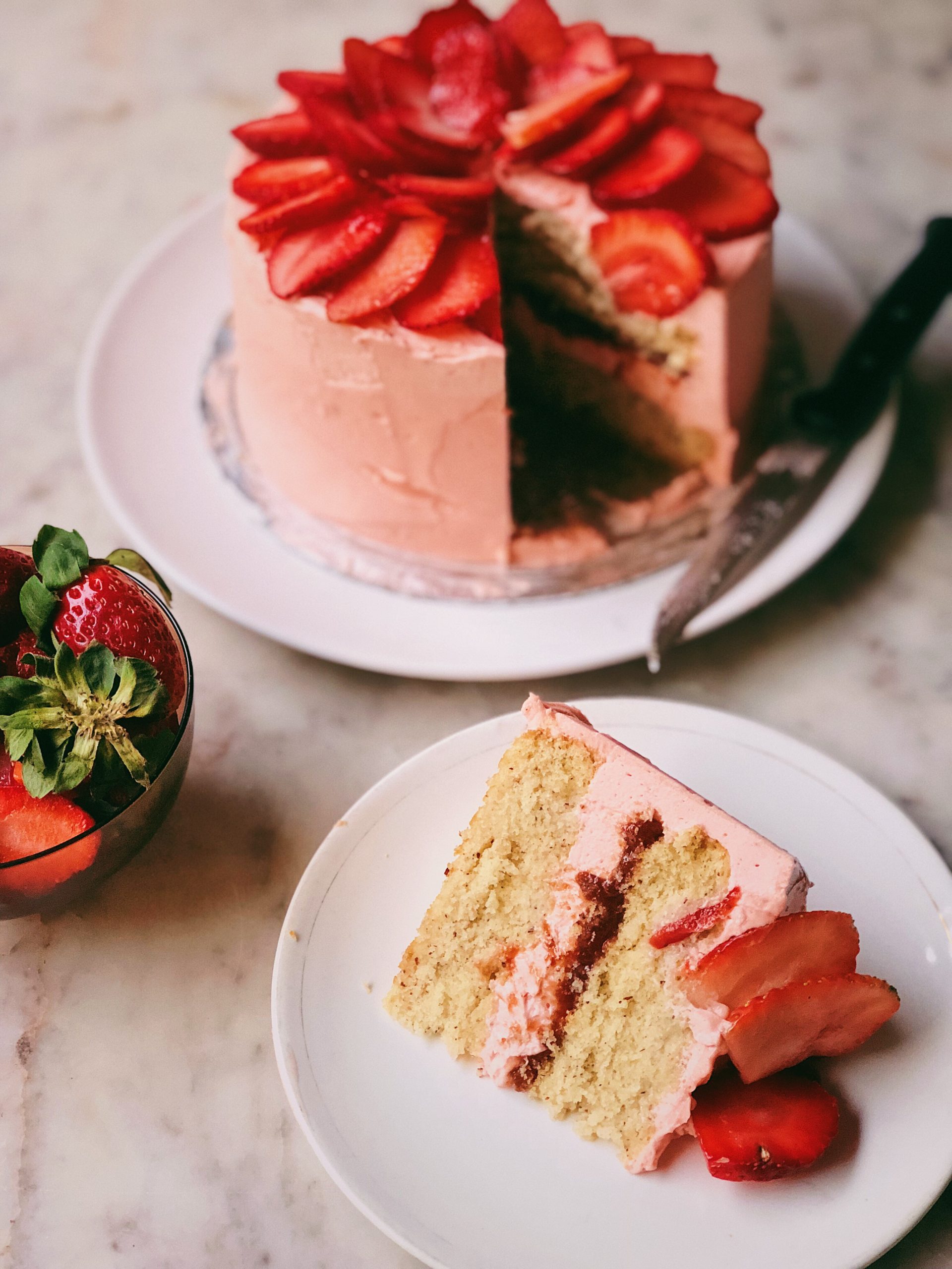 Rose Cake With Strawberry Tamarind Compote and White Chocolate Buttercream